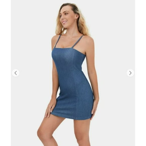 Halara Adjustable & Removable Strap Backless Bodycon Stretchy Denim Mini Medium - Picture 2 of 10